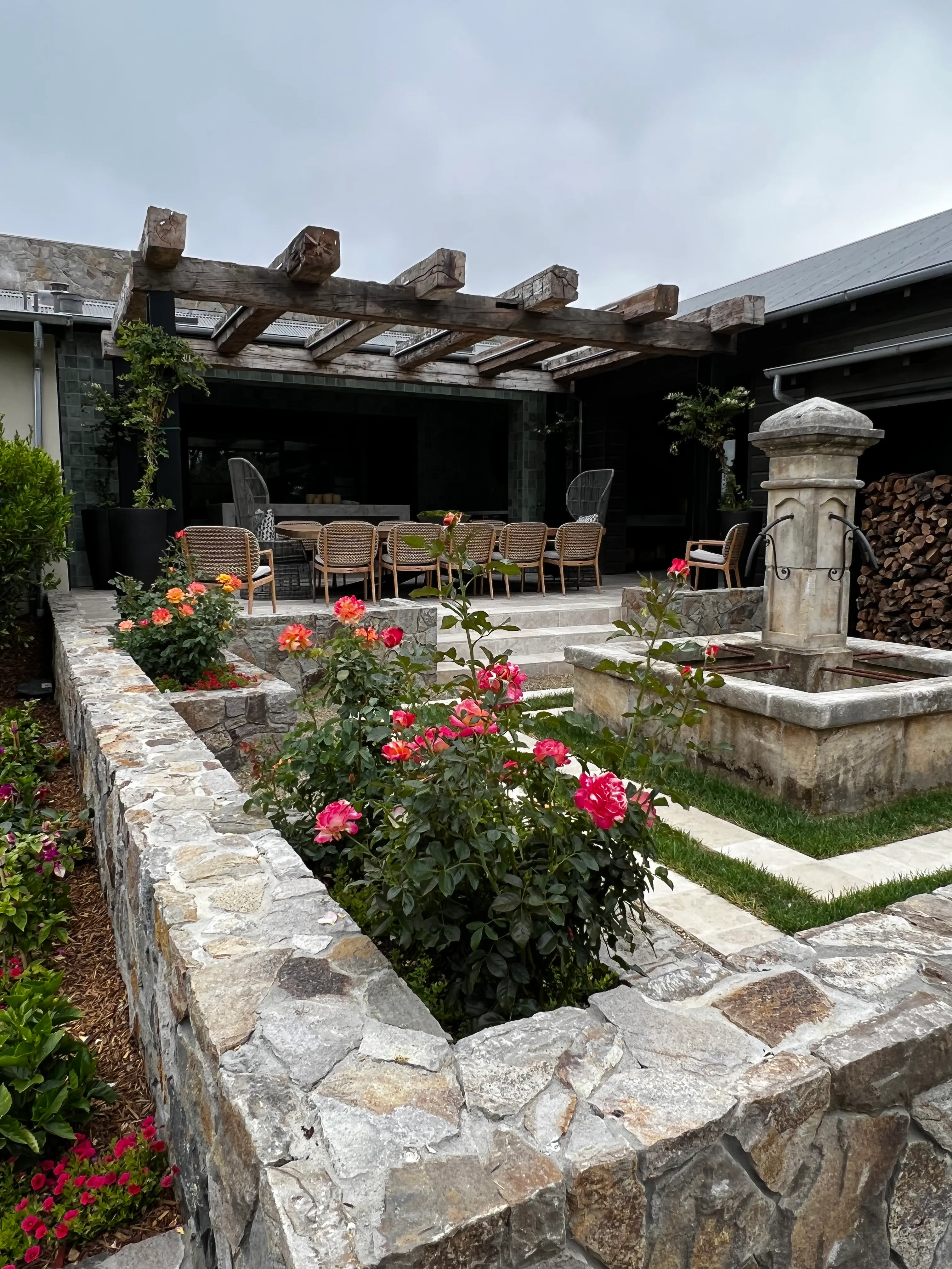 Manicured garden with formal plantings